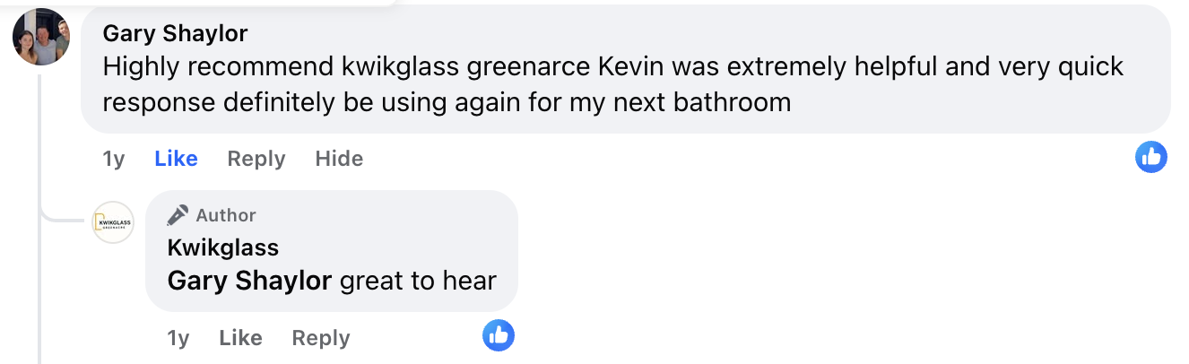 Gary Shaylor Facebook: Highly recommend kwikglass greenacre Kevin was extremely helpful and very quick response