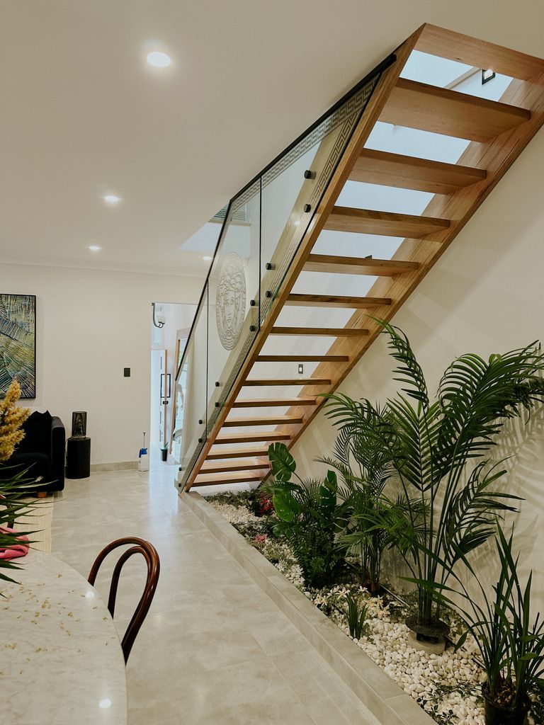 Outdoor glass balustrade installation in progress