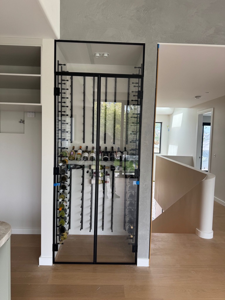 Custom wine cellar glass door